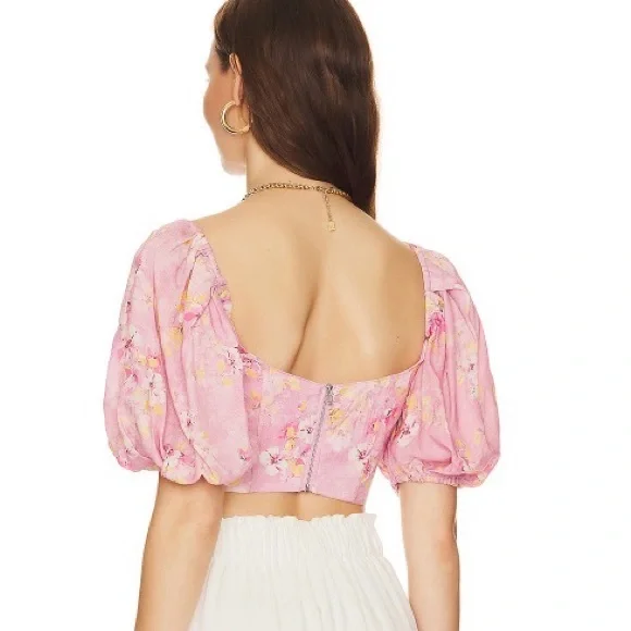 Bardot Pink Corset Top with Puff Sleeves - Picture 3 of 4